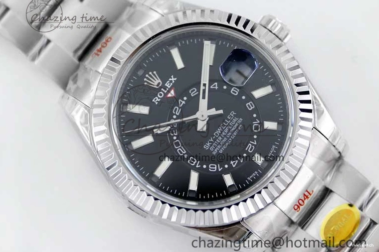 to Best 1:1 Noob 23J Black Dial 326934 on SS Bracelet 904L Sky-Dweller SS Asian 9001 Edition 0705